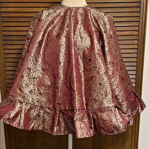 NWOT Martha Stewart Burgundy & Gold Shimmery Ruffled Christmas Tree Skirt 2002